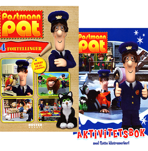 Omslag - Postmann Pat - 4 fortellinger og Postmann Pat aktivitetsbok