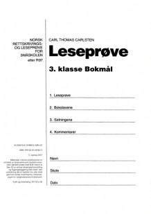 Leseprøve 3. Klasse bokmål av Carl Thomas Carlsten (Ukjent)
