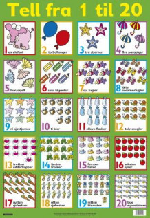 Tell fra 1 til 20. Lek og lær plakater. 5 eks. (Plakat)
