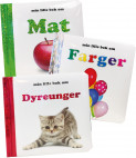 Omslag - Min lille bok om Dyreunger, Min lille bok om Farger og Min lille bok om Mat