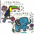 Omslag - Fargemagi badebøker - Hvem er hvem i regnskogen? og Hvem er hvem i vannet?