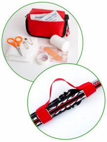 Førstehjelpsmappe og skiholder (Pakke)